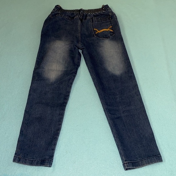 ABB denim blue jeans distressed fade elastic waistband button zipper fly size 10 - Picture 2 of 11